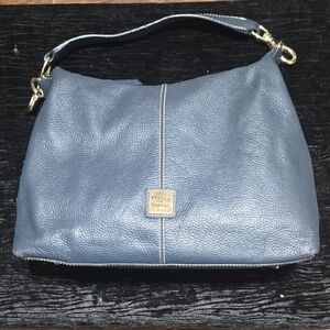 Vintage Dooney & Bourke Navy Blue Pebbled Leather Hobo